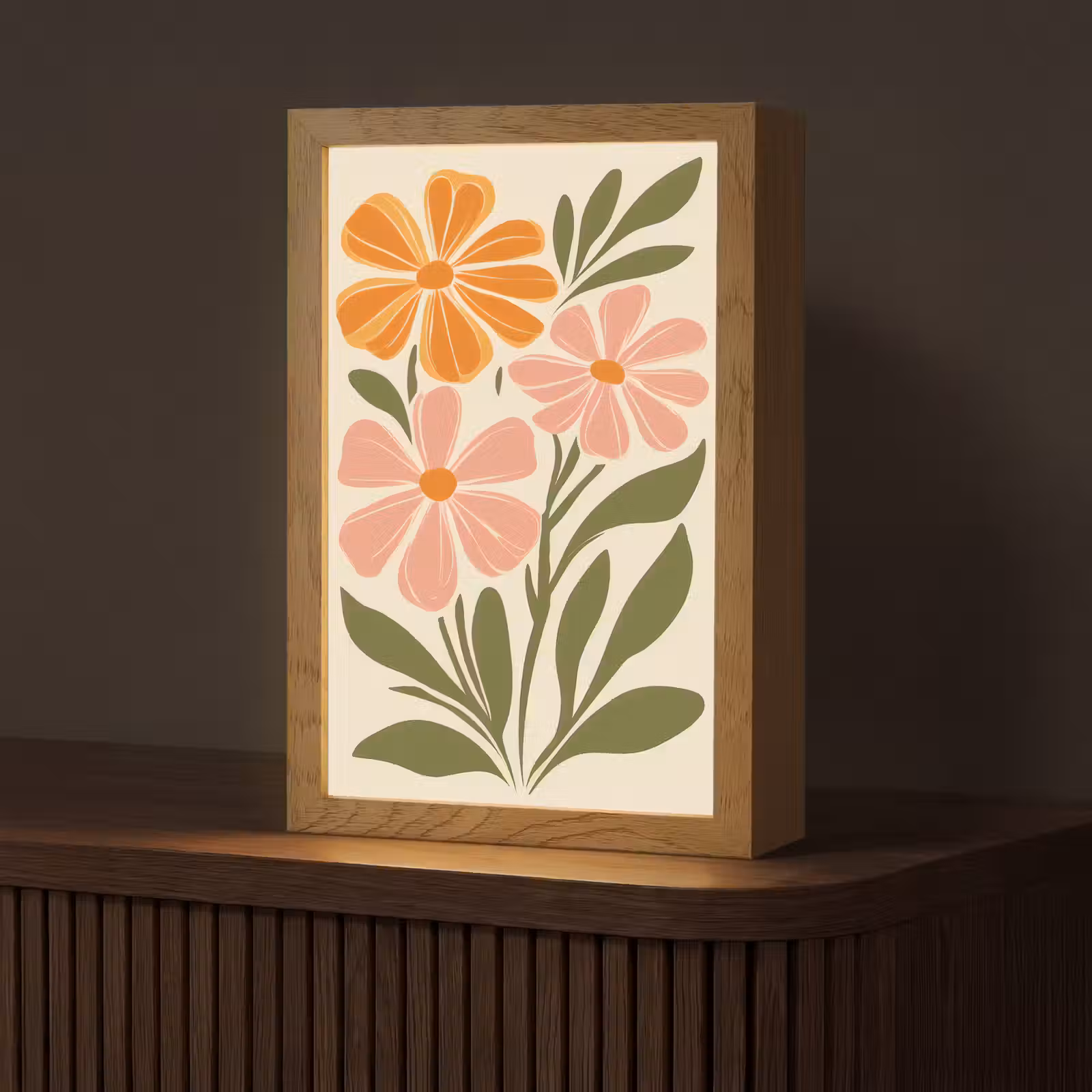 Tafellamp - Minimalistisch - Bloemen - Bladeren - Roze — 1