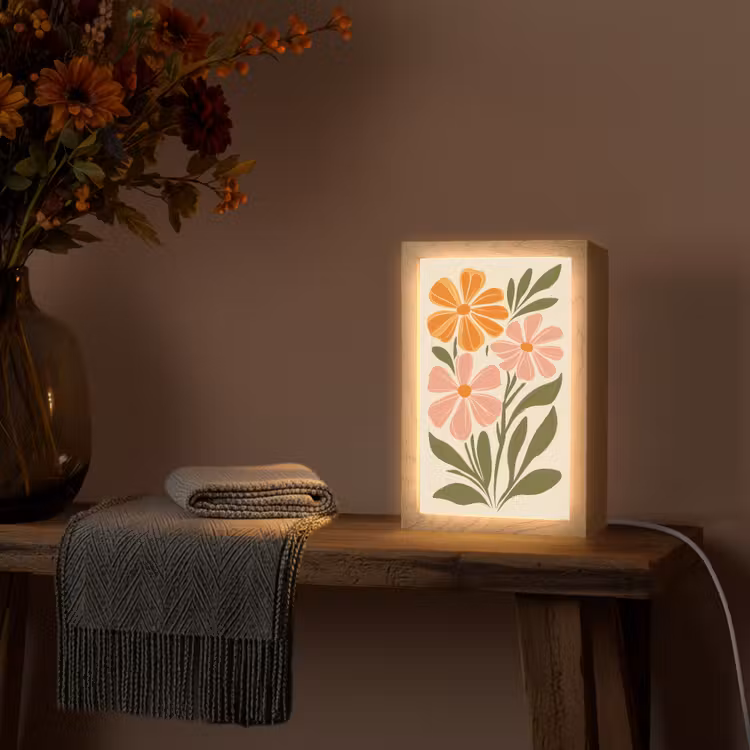 Tafellamp - Minimalistisch - Bloemen - Bladeren - Roze — 2