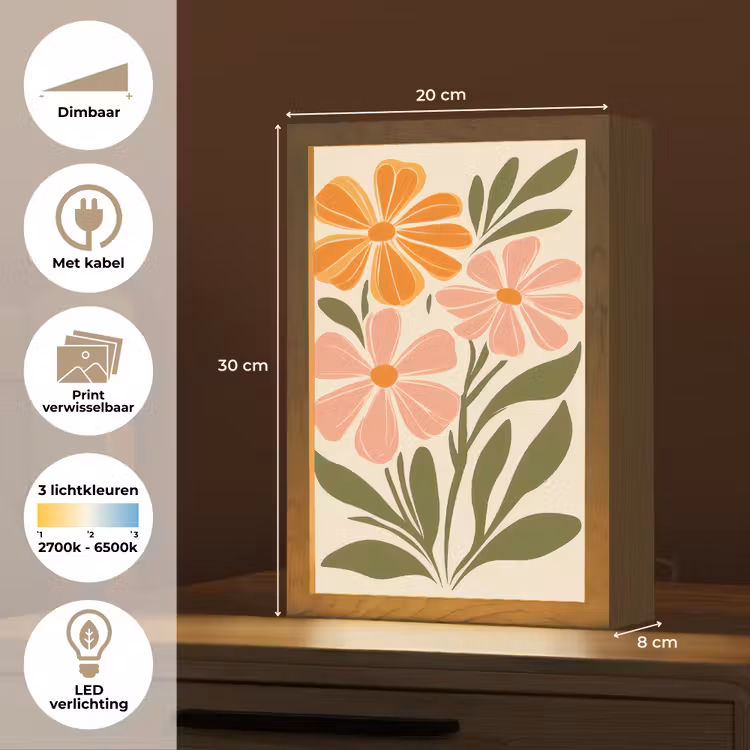 Tafellamp - Minimalistisch - Bloemen - Bladeren - Roze — 7
