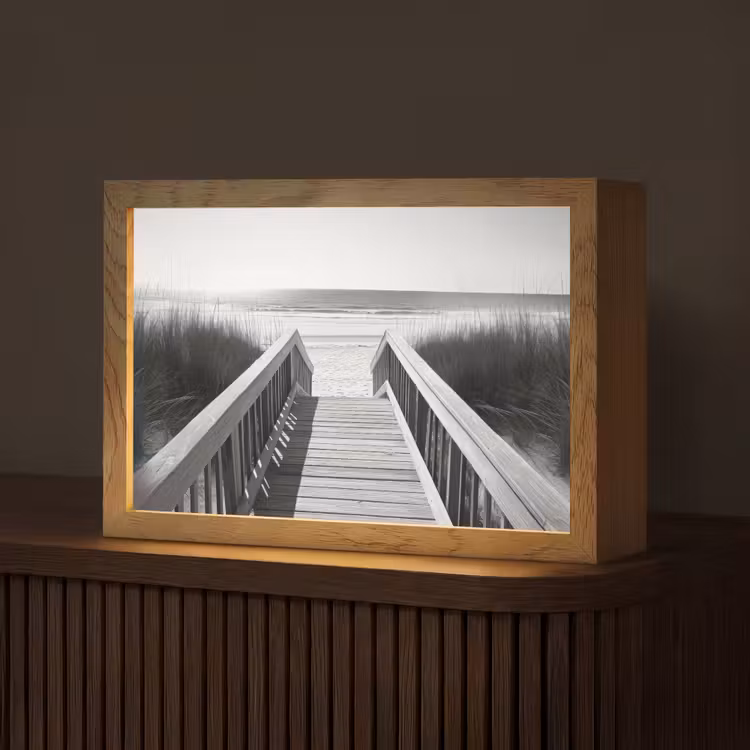 Tafellamp - Loopbrug - Hout - Strand - Zee — 1