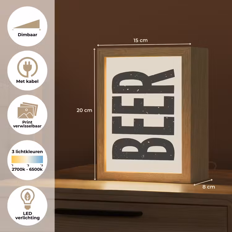 Tafellamp - Beer - Vintage - Zwart - Beige — 7