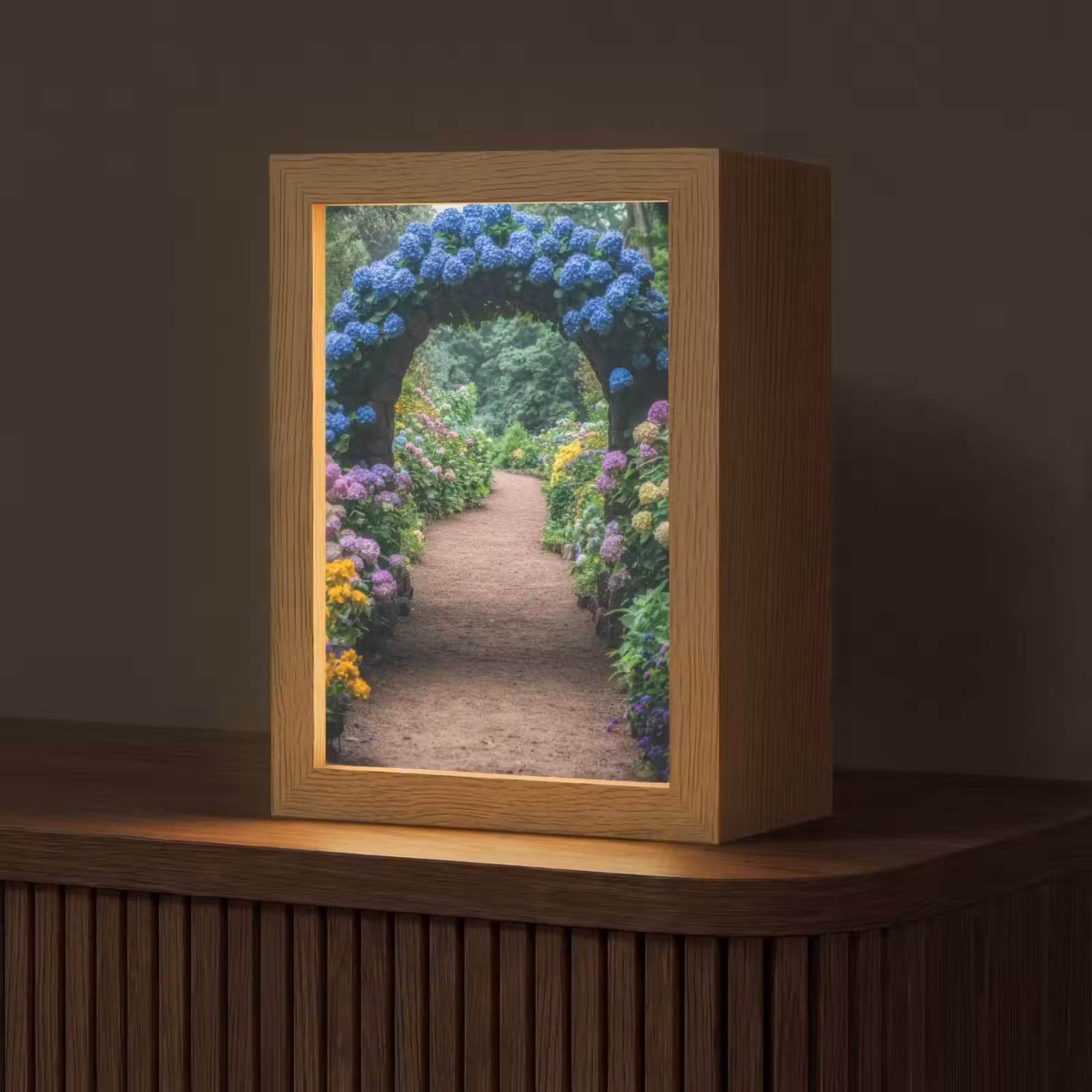 Tafellamp - Doorkijk - Bloemen - Hortensia - Pad — 1