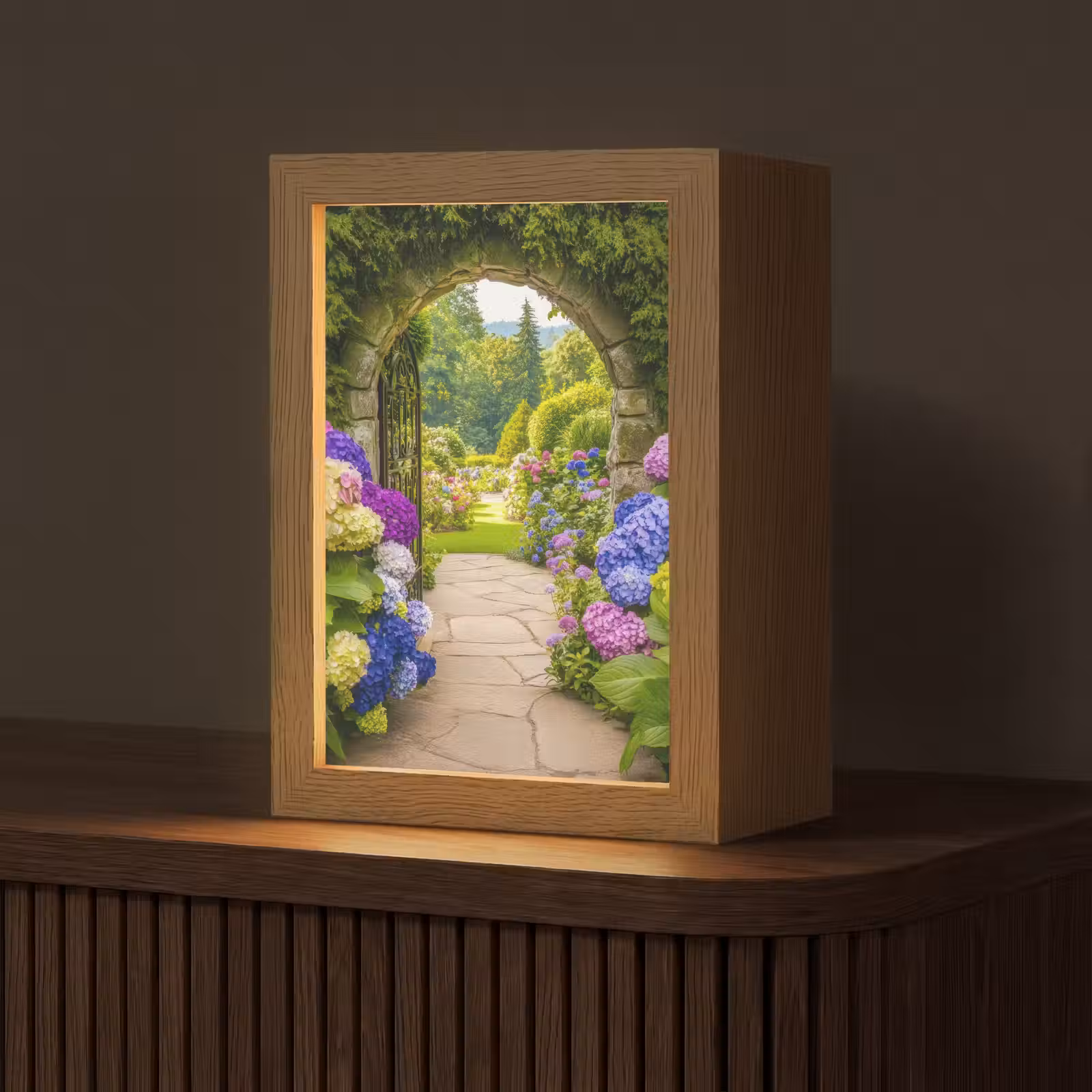Tafellamp - Doorkijk - Poort - Hortensia - Bloementuin — 1