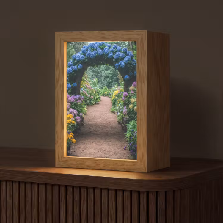 Tafellamp - Doorkijk - Bloemen - Hortensia - Pad — 1