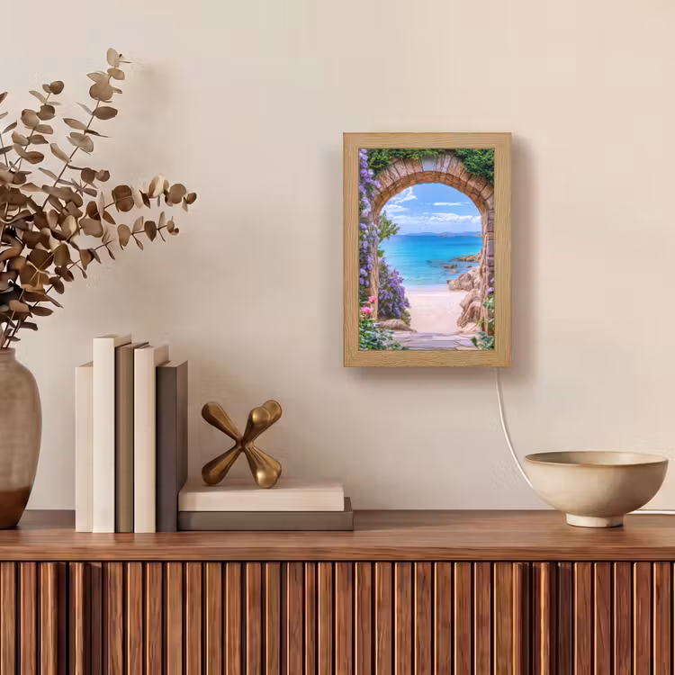 Tafellamp - Doorkijk - Poort - Zee - Strand - Rotsen — 4