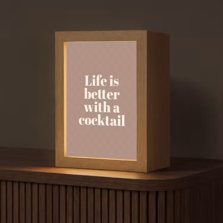 Tafellamp - Cocktail - Tekst - Patroon - Wit — 1