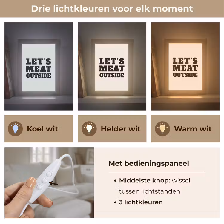 Tafellamp - Tekst - Blokletters - Zwart - Vlees — 6