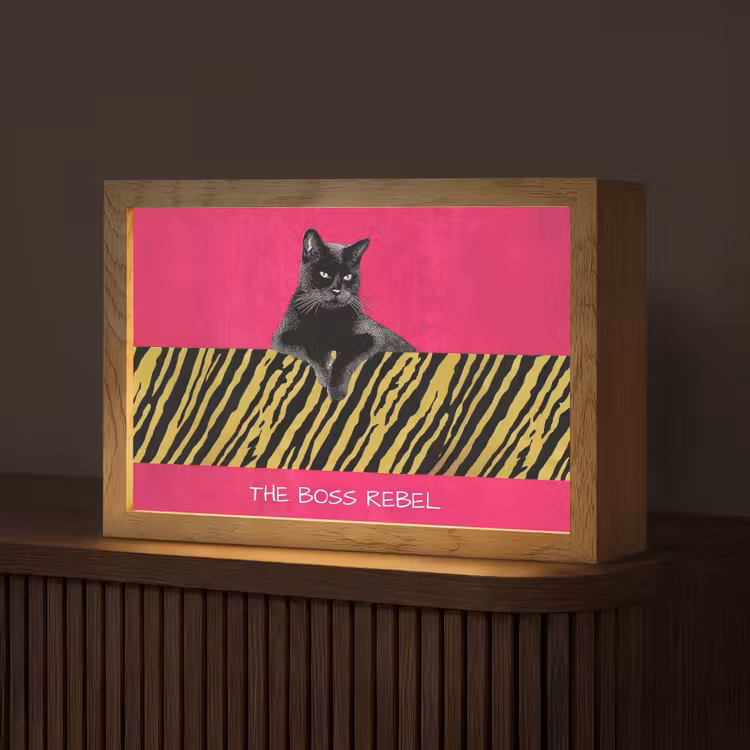 Tafellamp - Kat - Baas - Roze - Tijgerprint — 1