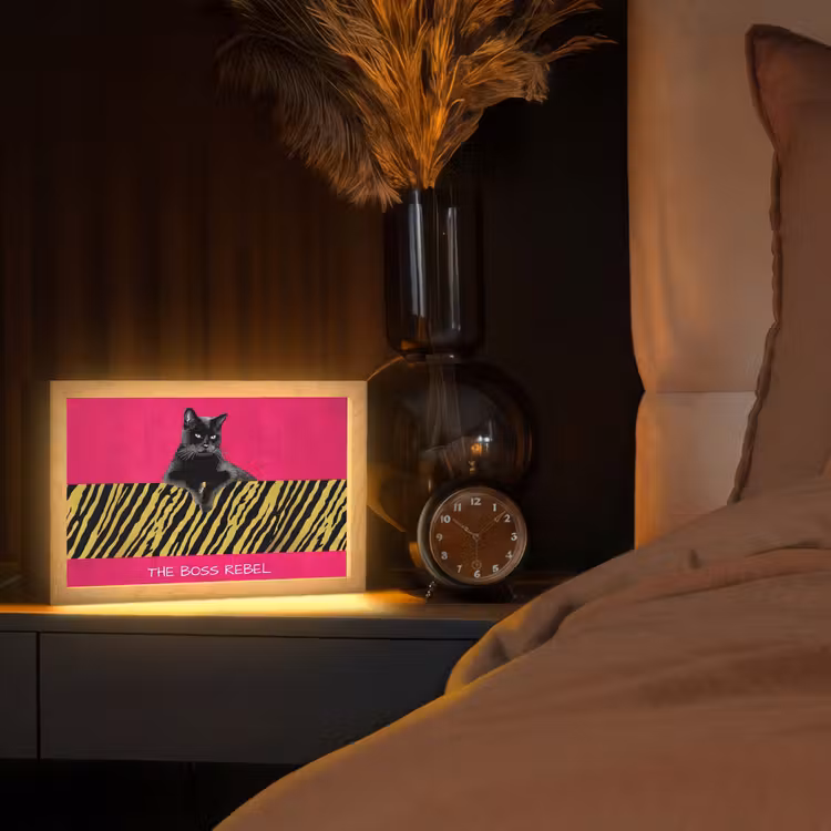 Tafellamp - Kat - Baas - Roze - Tijgerprint — 2