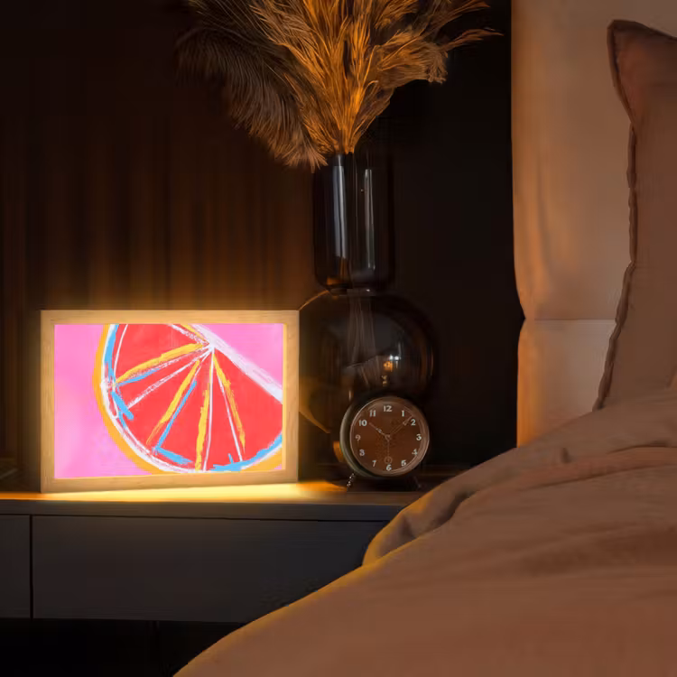 Tafellamp - Grapefruit - Geschilderd - Roze - Strepen — 2