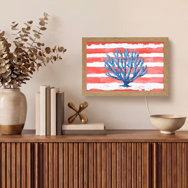 Tafellamp - Koraal - Verfstructuur - Rood - Blauw — 3