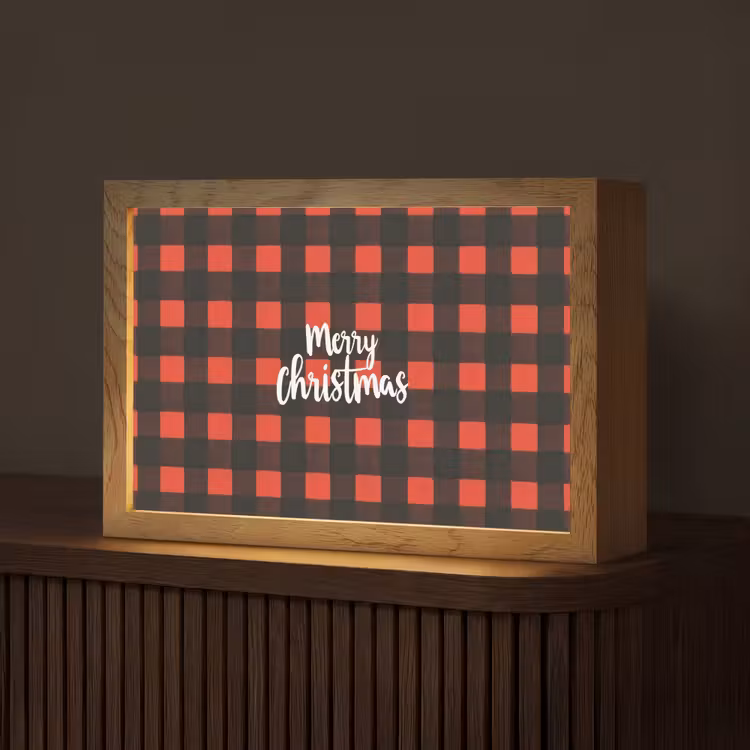Tafellamp - Geruit - Rood - Tekst - Christmas — 1