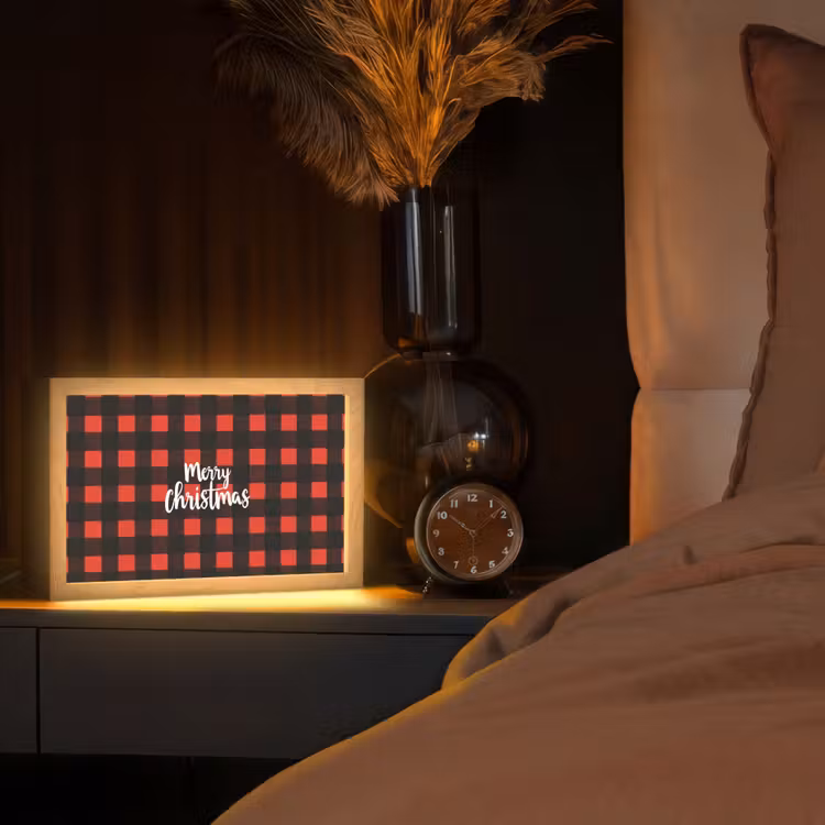 Tafellamp - Geruit - Rood - Tekst - Christmas — 2