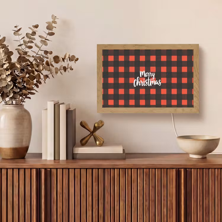 Tafellamp - Geruit - Rood - Tekst - Christmas — 3