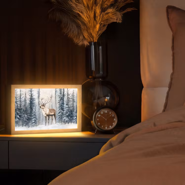 Tafellamp - Rendier - Sneeuw - Woud - Wit — 2