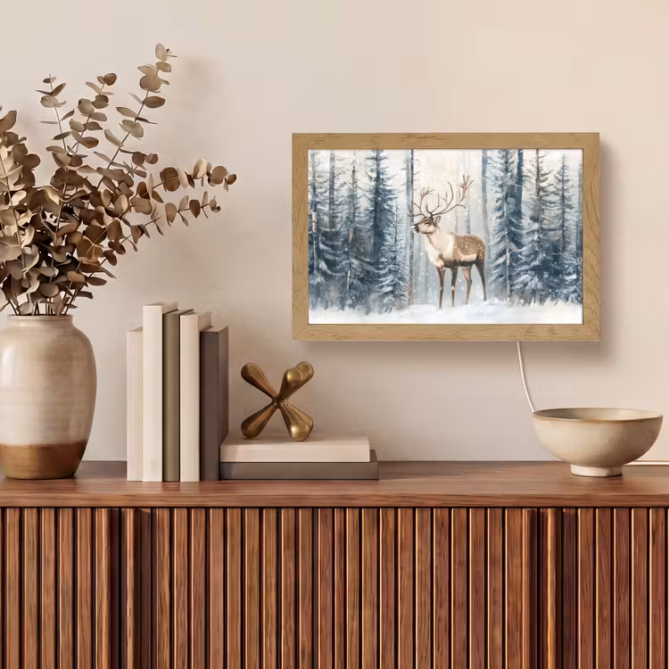 Tafellamp - Rendier - Sneeuw - Woud - Wit — 3