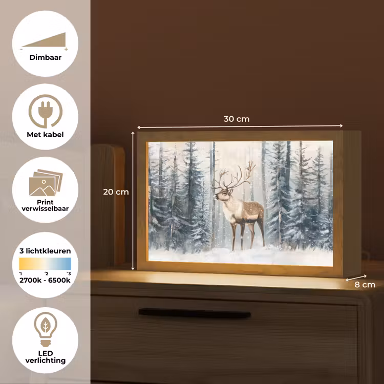 Tafellamp - Rendier - Sneeuw - Woud - Wit — 7