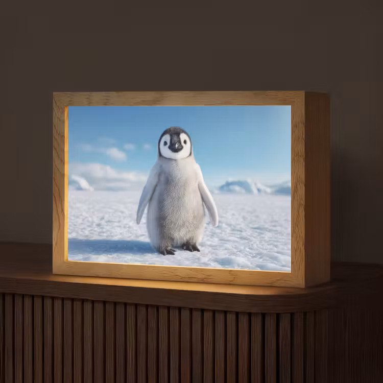 Tafellamp - Pinguïn - Sneeuw - Landschap - Wit — 1
