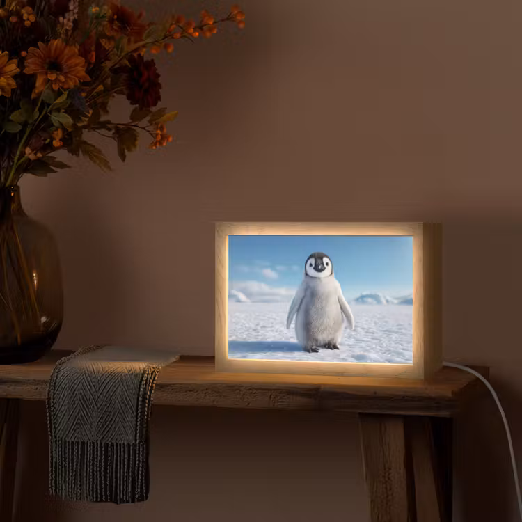 Tafellamp - Pinguïn - Sneeuw - Landschap - Wit — 4