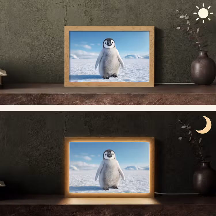Tafellamp - Pinguïn - Sneeuw - Landschap - Wit — 5
