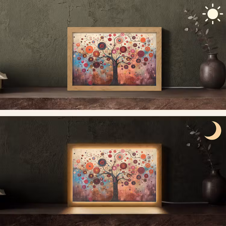 Tafellamp - Boom - Paars - Abstract - Kunst — 5