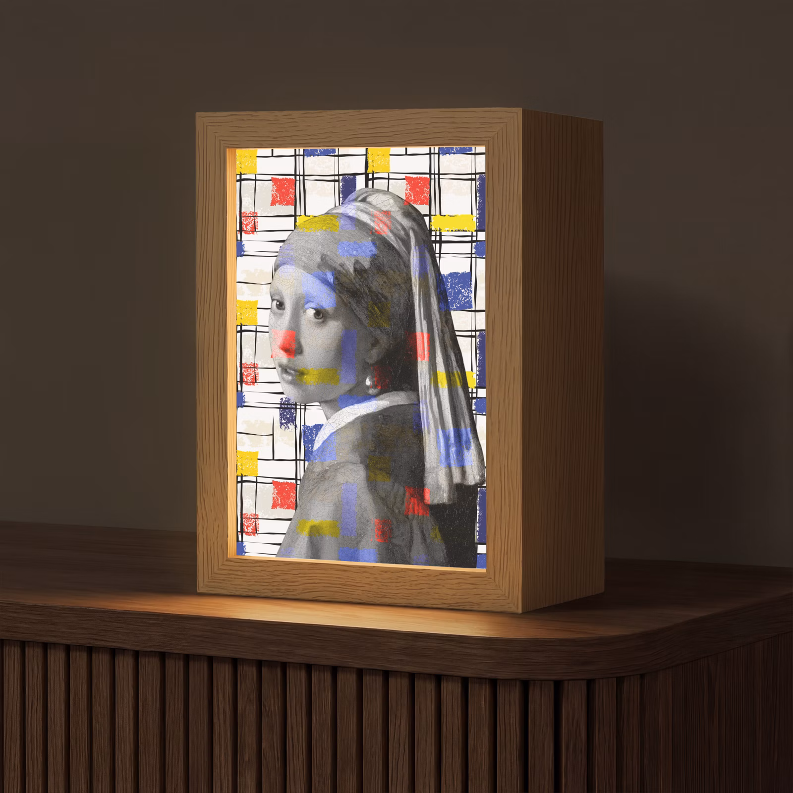 Tafellamp - Mondriaan - Meisje met de parel - Collage — 1