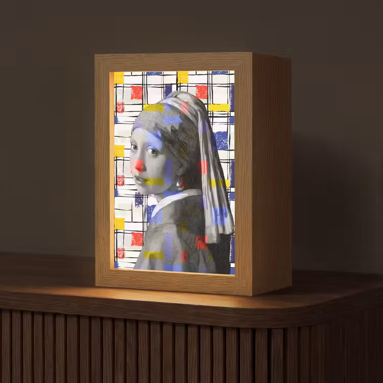 Tafellamp - Mondriaan - Meisje met de parel - Collage — 1