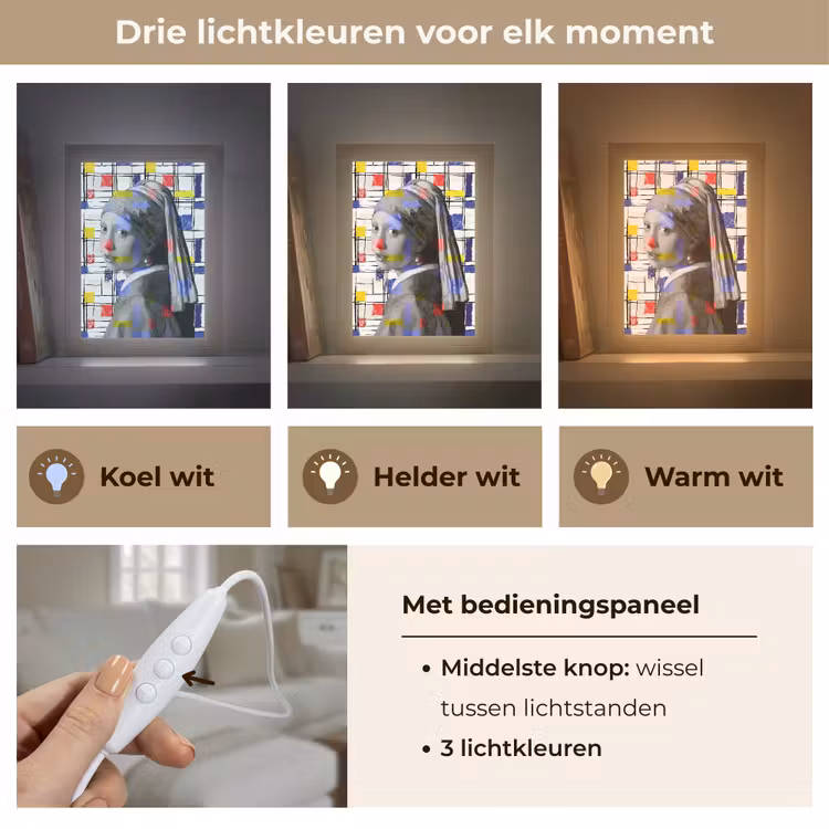 Tafellamp - Mondriaan - Meisje met de parel - Collage — 6