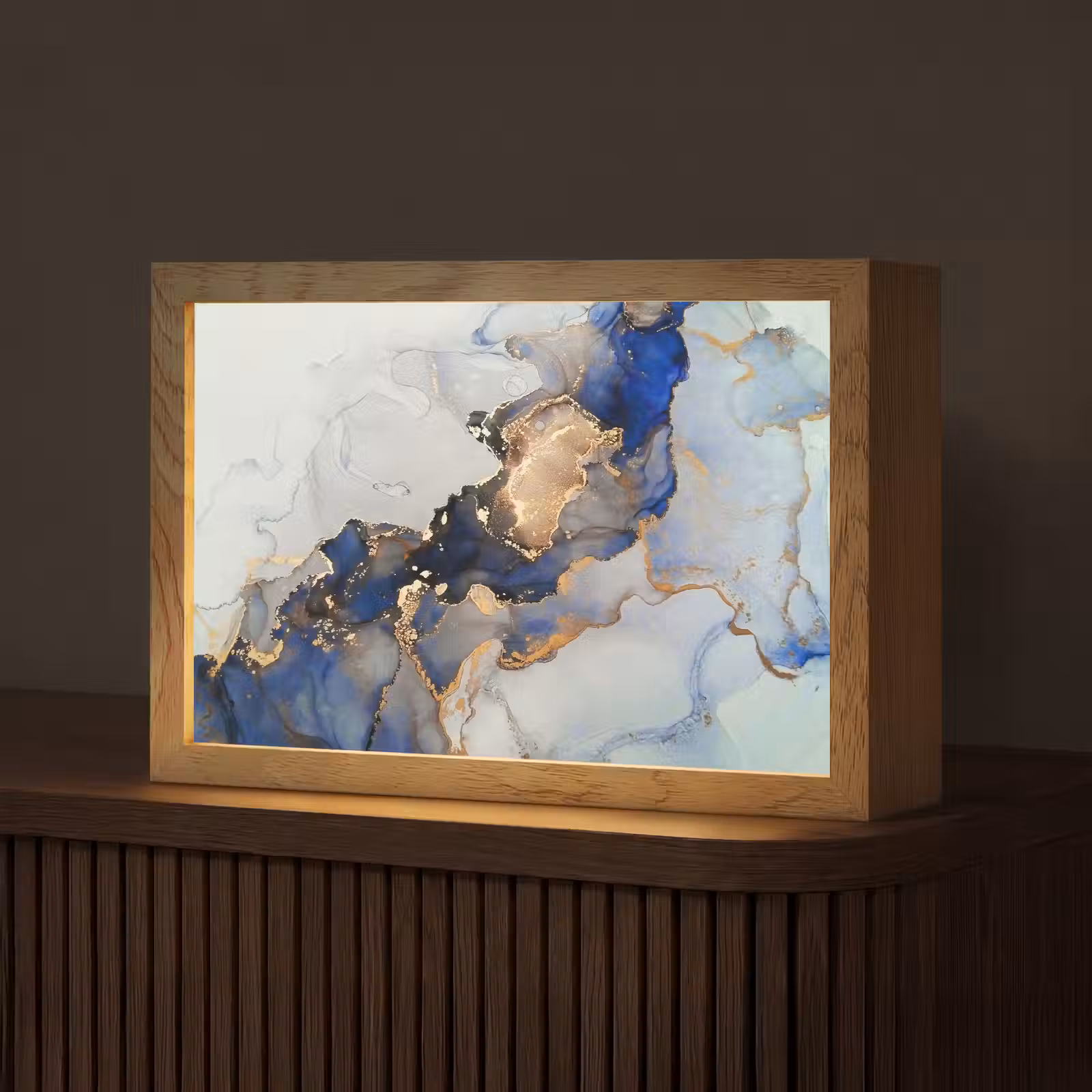 Tafellamp - Marmer - Blauw - Goud — 1