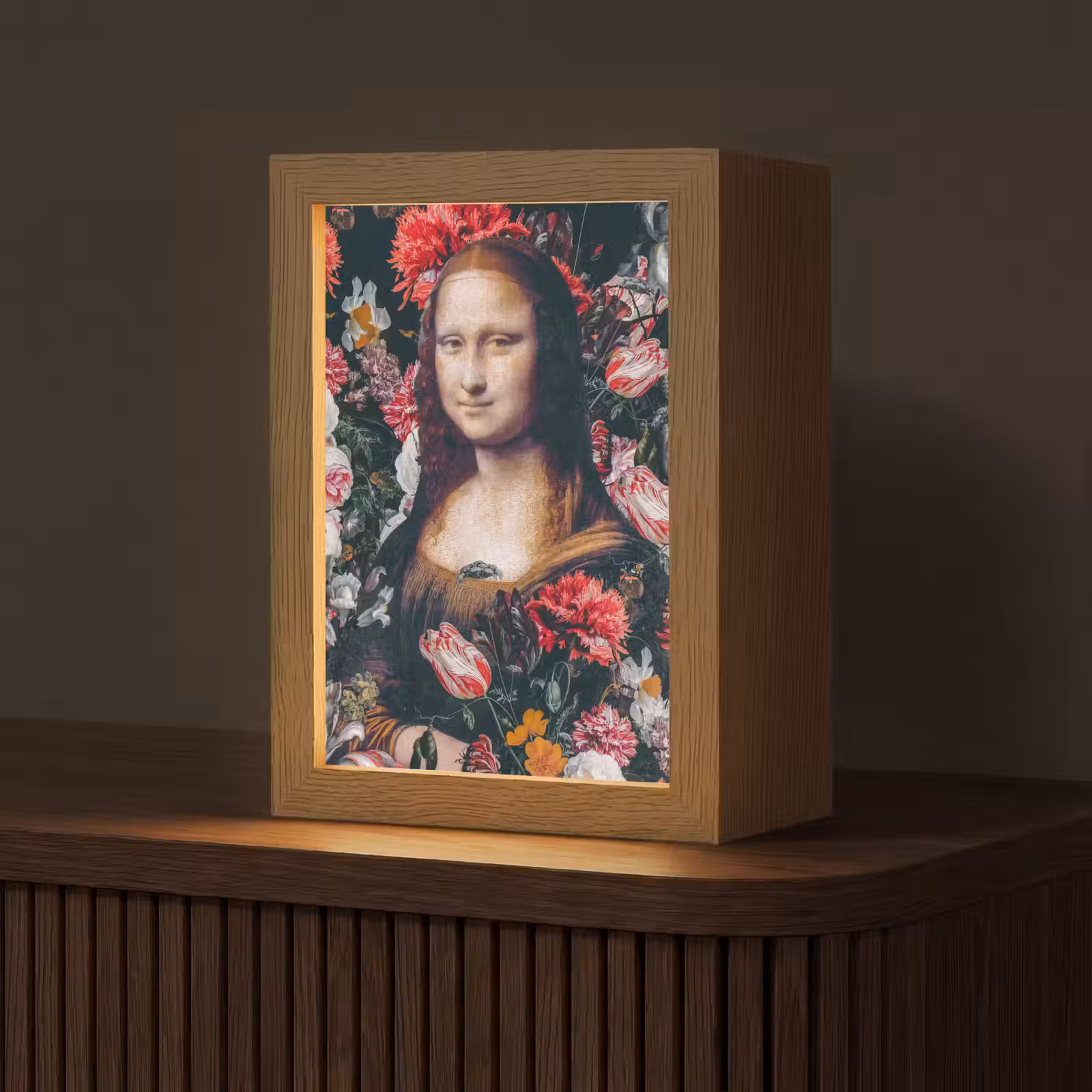 Tafellamp - Mona Lisa - Leonardo da Vinci - Bloemen - Roze — 1