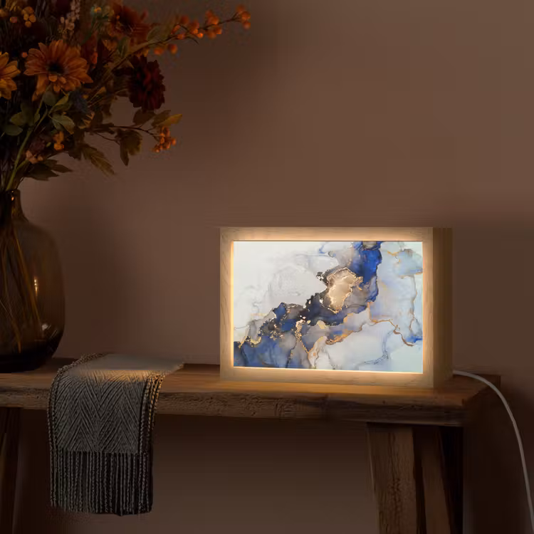 Tafellamp - Marmer - Blauw - Goud — 4