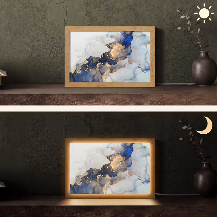 Tafellamp - Marmer - Blauw - Goud — 5