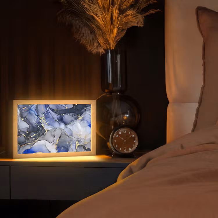 Tafellamp - Marmer - Goud - Abstract - Blauw — 2