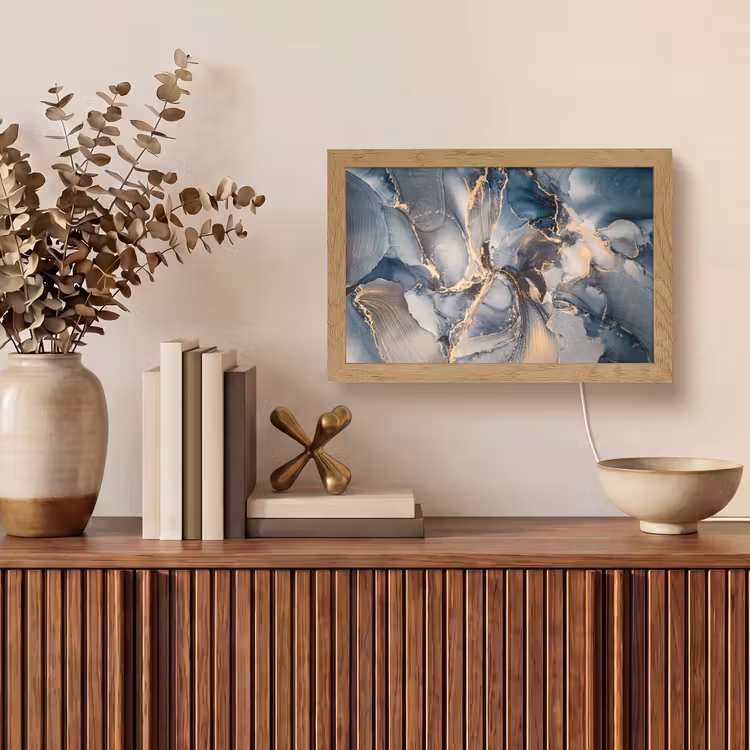 Tafellamp - Marmer - Grijs - Blauw - Luxe - Goud — 3