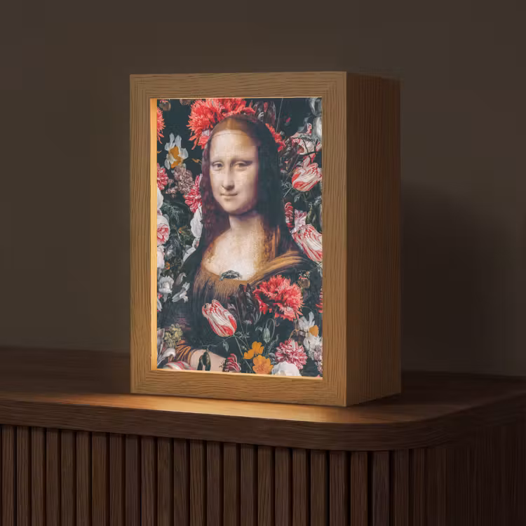Tafellamp - Mona Lisa - Leonardo da Vinci - Bloemen - Roze — 1
