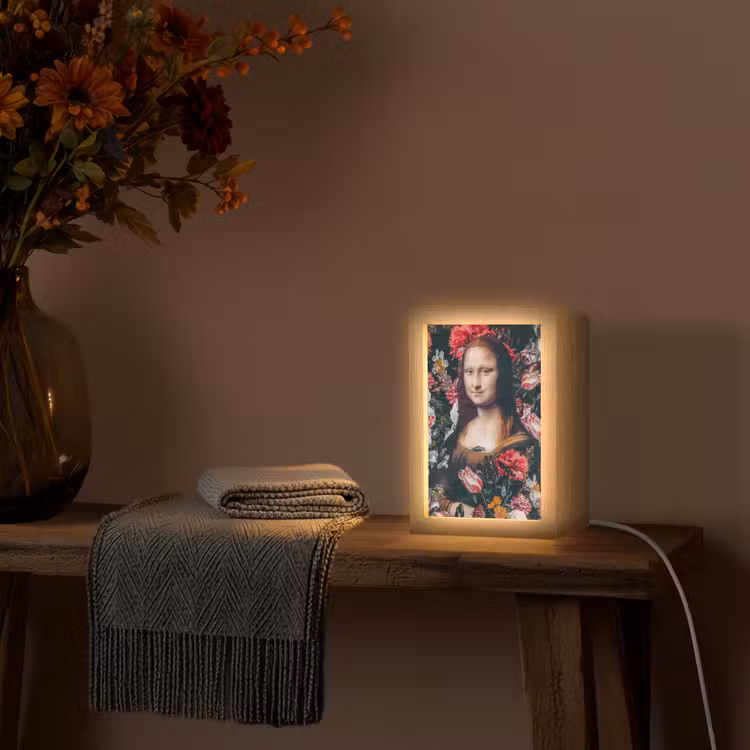 Tafellamp - Mona Lisa - Leonardo da Vinci - Bloemen - Roze — 2