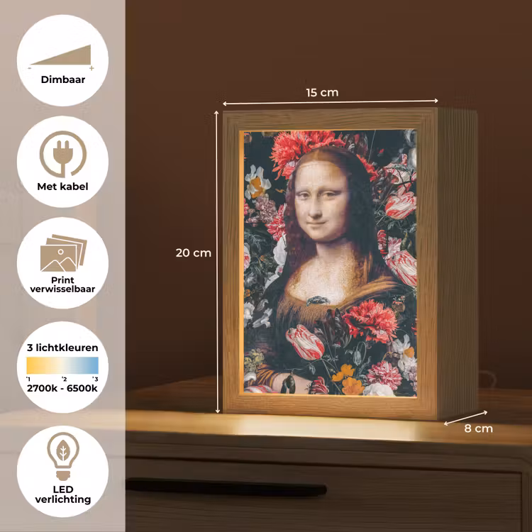 Tafellamp - Mona Lisa - Leonardo da Vinci - Bloemen - Roze — 7