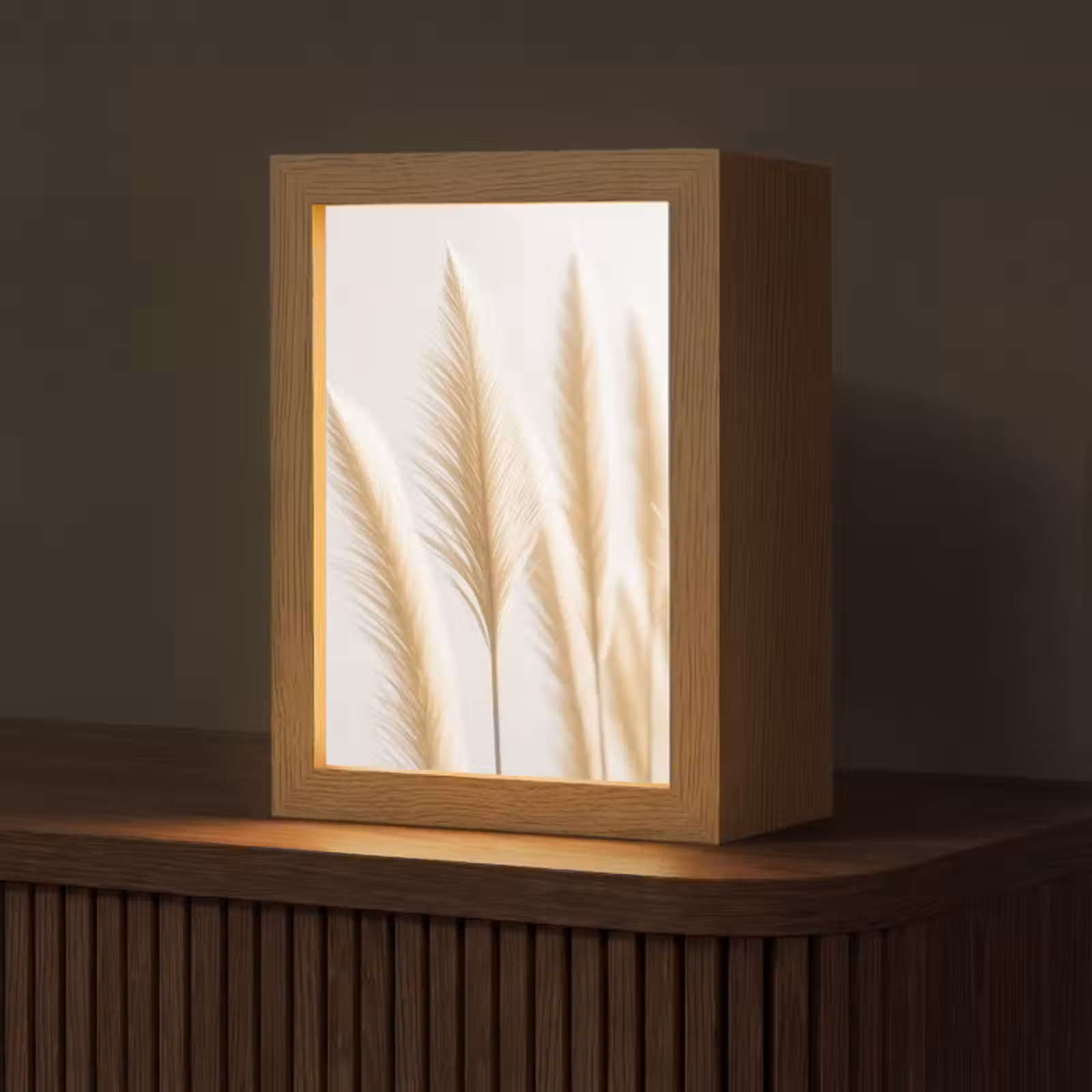 Tafellamp - Pampas gras - Pluimen - Beige - Natuur — 1