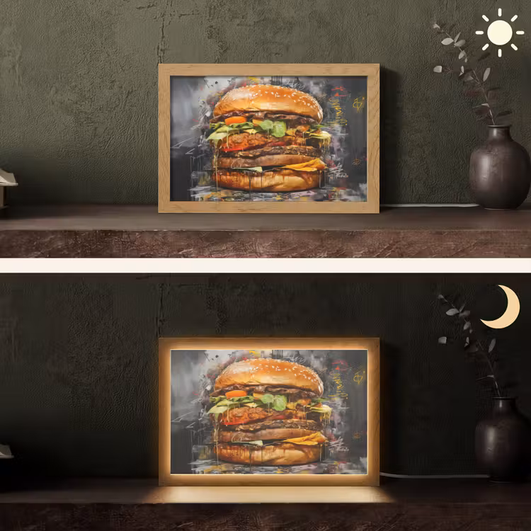 Tafellamp - Burger - Eten - Kunst - Grijs - Graffiti — 5