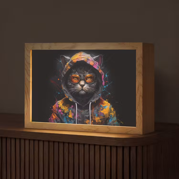 Tafellamp - Kat - Jas - Graffiti - Bril - Zwart — 1