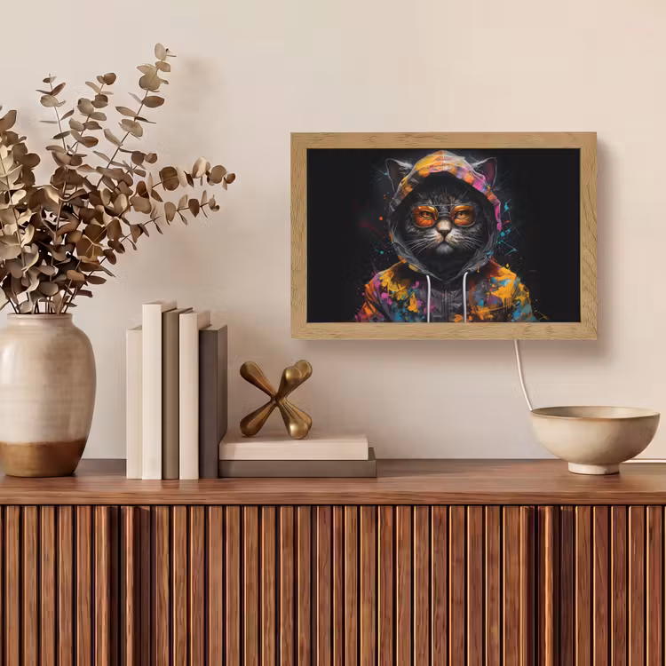 Tafellamp - Kat - Jas - Graffiti - Bril - Zwart — 3