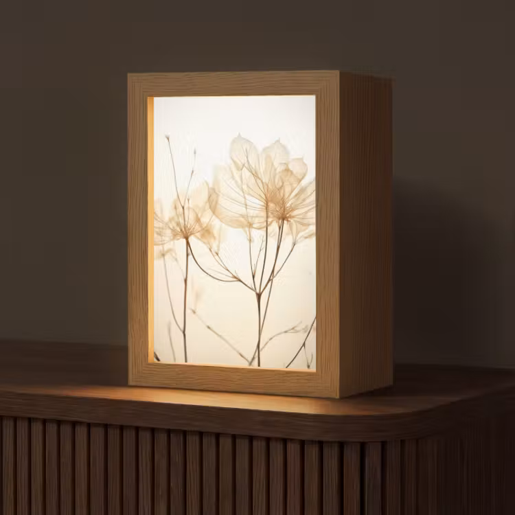 Tafellamp - Droogbloemen - Beige - Planten - Wit — 1