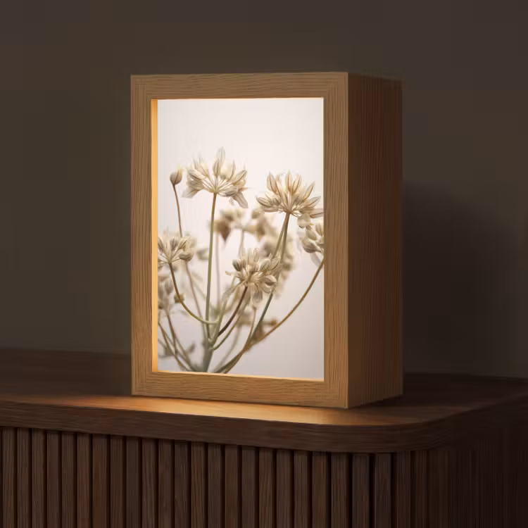 Tafellamp - Droogbloemen - Beige - Wit - Planten — 1