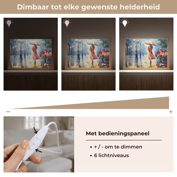 Tafellamp - Olieverf - Paraplu - Vrouw - Straat - Kunst — 8