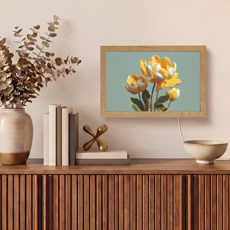 Tafellamp - Bloemen - Geel - Bladeren - Structuur — 3