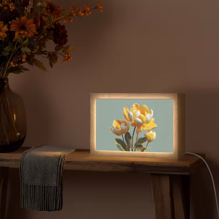 Tafellamp - Bloemen - Geel - Bladeren - Structuur — 4
