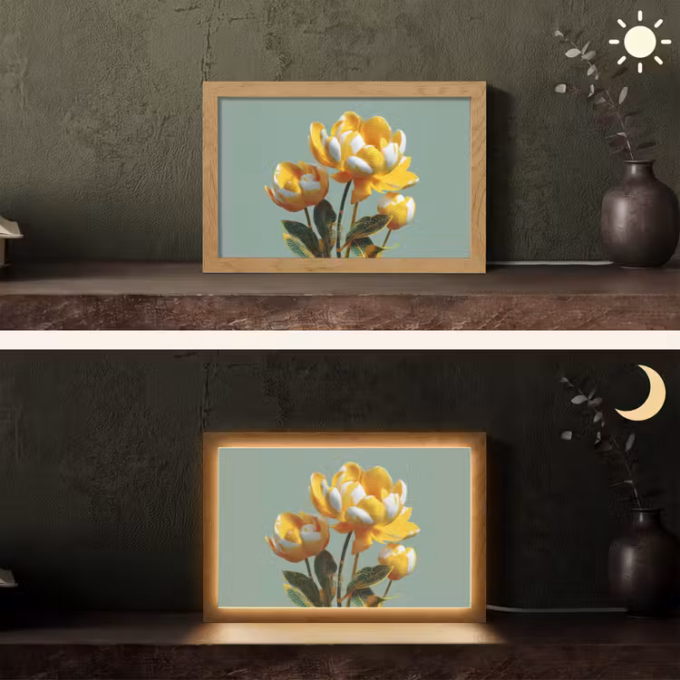 Tafellamp - Bloemen - Geel - Bladeren - Structuur — 5
