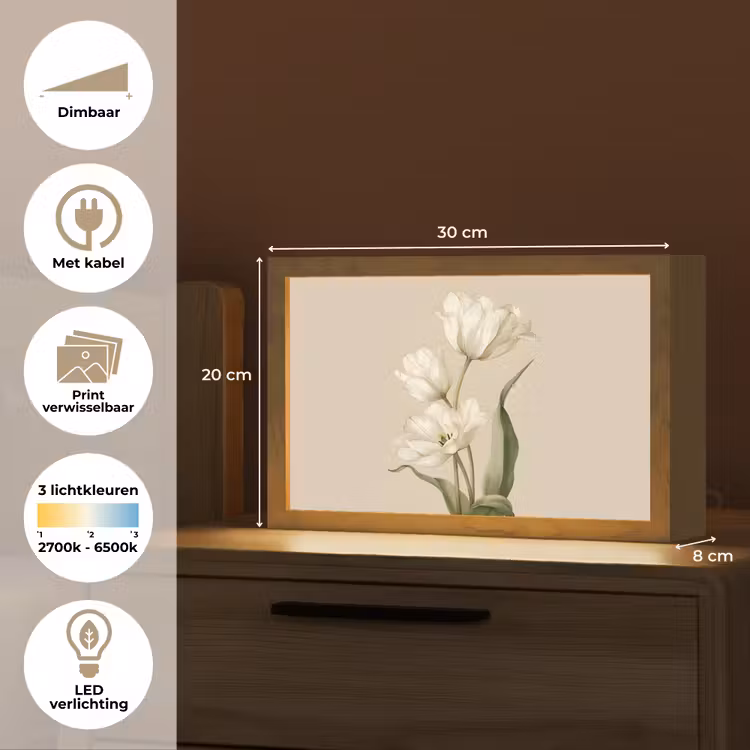 Tafellamp - Tulpen - Wit - Bladeren — 7