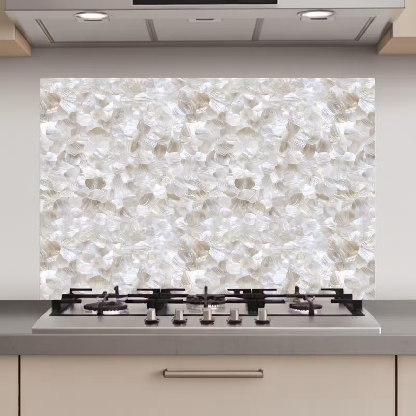 Spatscherm keuken - Wit - Penseelstreken - Reliëfeffect — 1