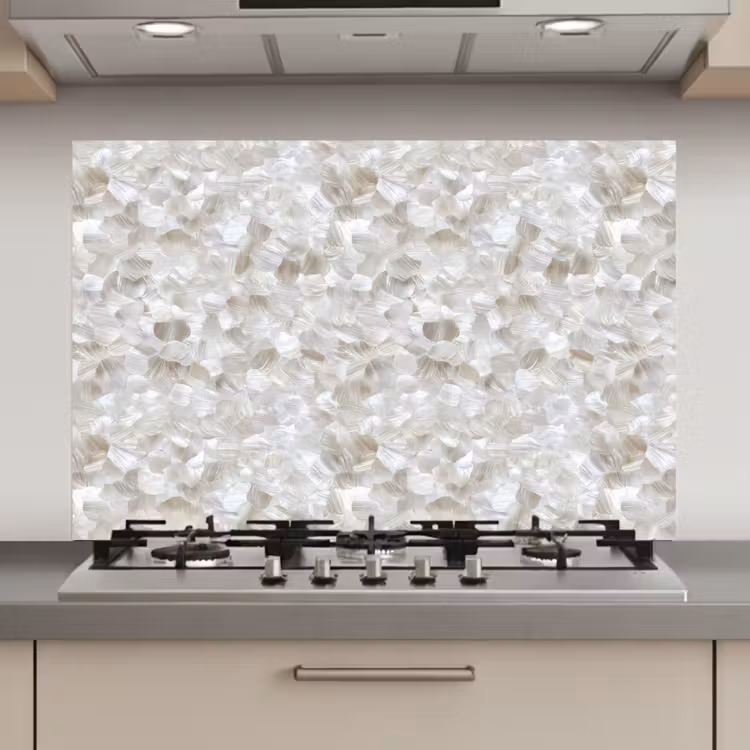 Spatscherm keuken - Wit - Penseelstreken - Reliëfeffect — 1